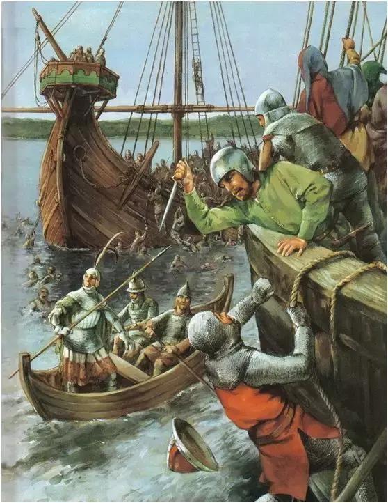 慌亂中 很多十字軍擠翻了多瑙河上的威尼斯船隻