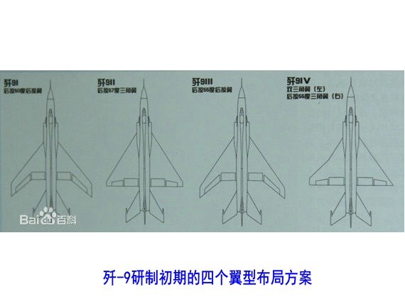 殲-9研製初期的四個翼型布局方案