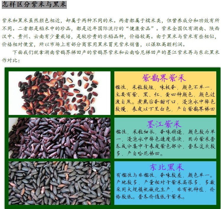 紫鵲紫米與墨江紫米，東北黑米的對比與區分