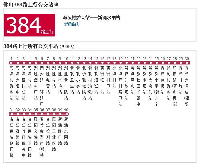 佛山公交384路 佛山公交384路