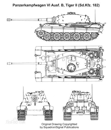 虎王式重型坦克四視線圖