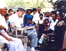 Ian Stevenson interviewing a subject in Myanmar circa 1975