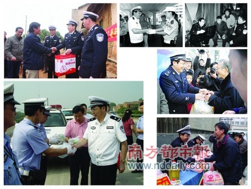 網友收集的王斌在各次慰問活動中的照片