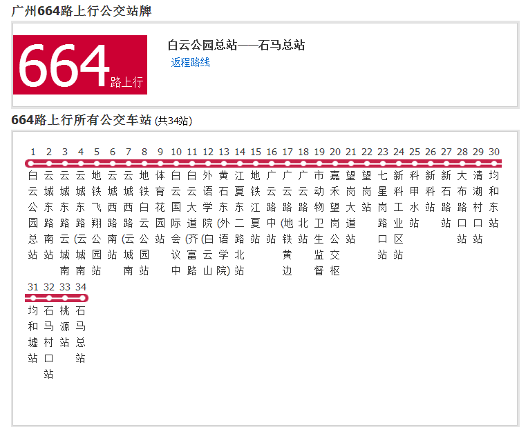 廣州公交664路 廣州公交664路