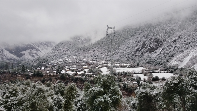 2018年1月雪後的龍古村