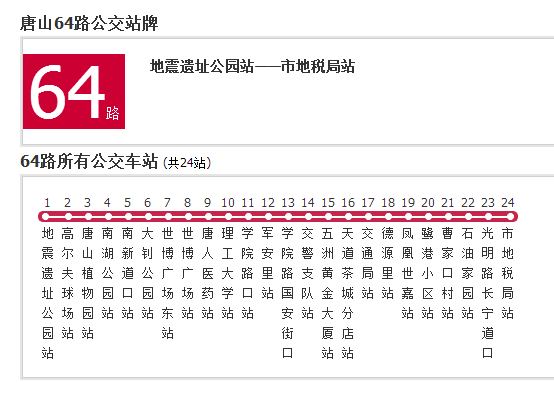 唐山公交64路 唐山公交64路