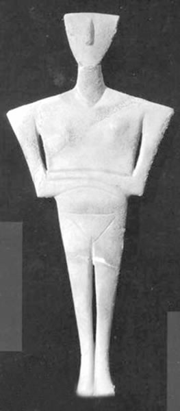 基克拉底文明出土的大理石小雕像