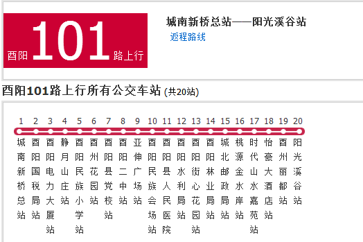 酉陽公交101路 酉陽公交101路
