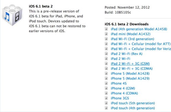 iOS 6.1 beta2