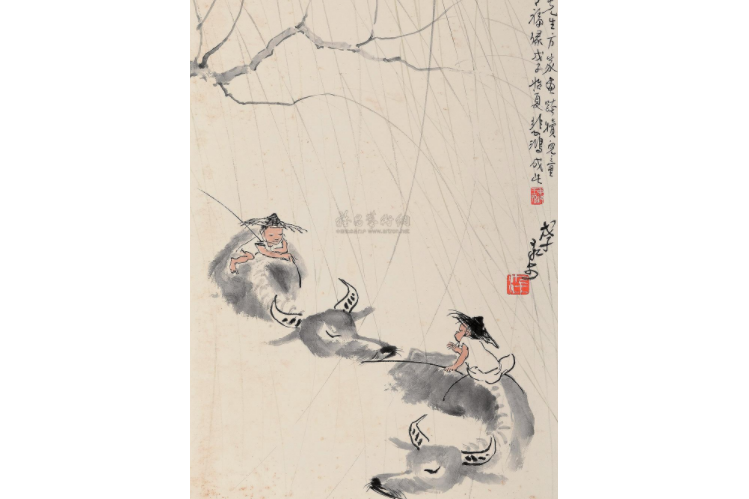 柳蔭雙牧圖 柳蔭雙牧圖