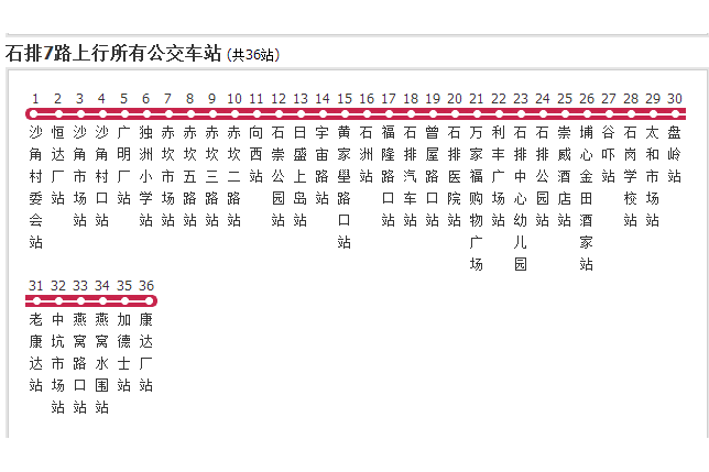 石排公交7路 石排公交7路