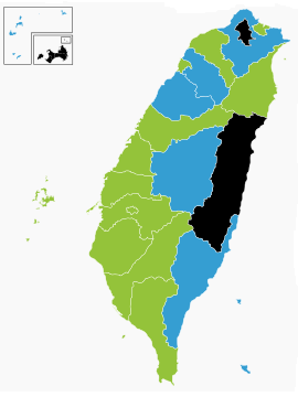 2014年“九合一”選舉後藍綠分布圖