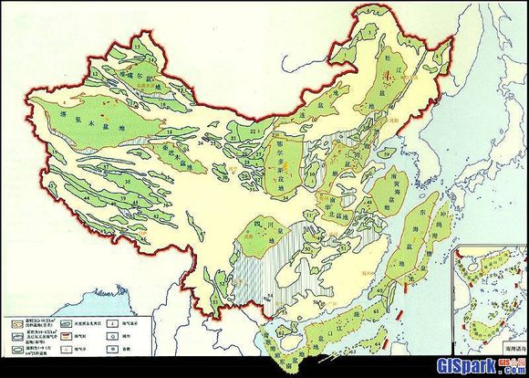 中國盆地主要分布圖