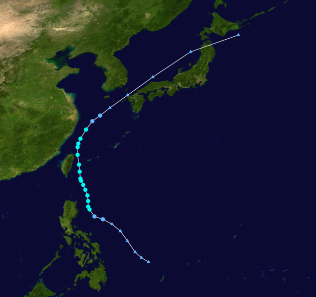 第15號強熱帶風暴“康妮”路徑圖
