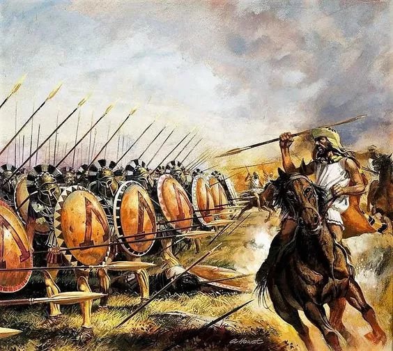 反覆衝擊斯巴達步兵陣線的波斯輕騎兵