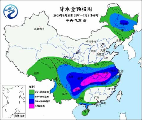 淮河流域、長江中下游和東北地區過程降雨量