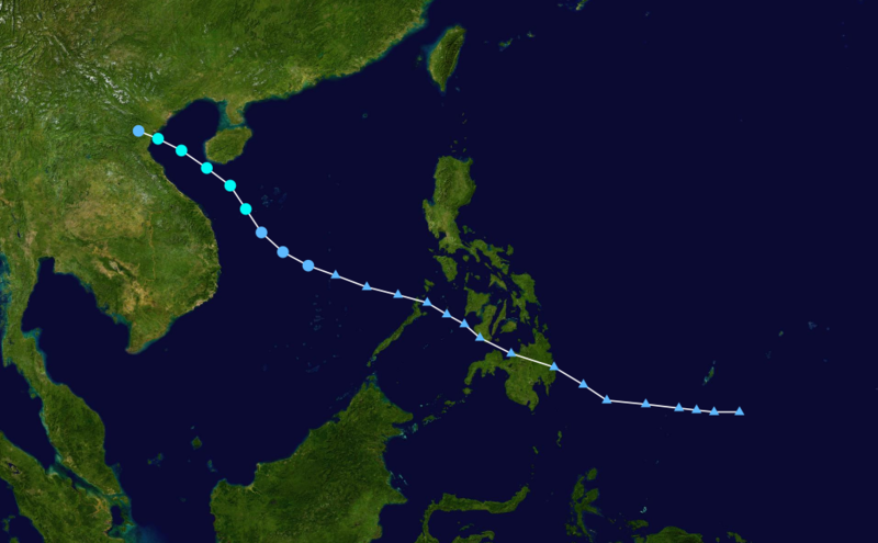 2013年第10號熱帶風暴“山竹”路徑圖