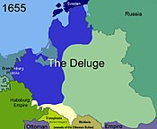 瑞典占領（淺藍色）和俄羅斯占領（淺綠色）