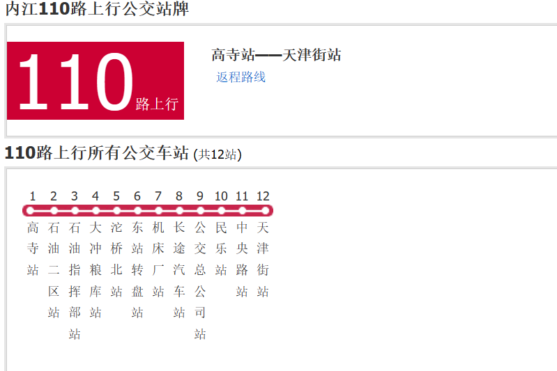 內江公交110路 內江公交110路