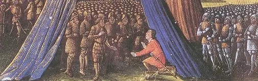 15世紀法國人手繪的 巴里安向薩拉丁獻出耶路撒冷