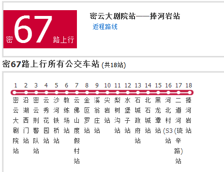 北京公交密67路 北京公交密67路
