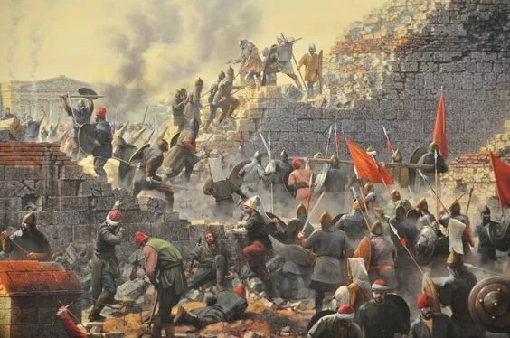 奧斯曼人依靠火炮攻破拜占庭人把守的城牆