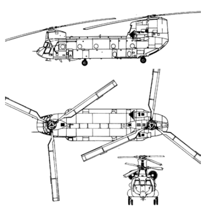 CH-47運輸直升機三視圖
