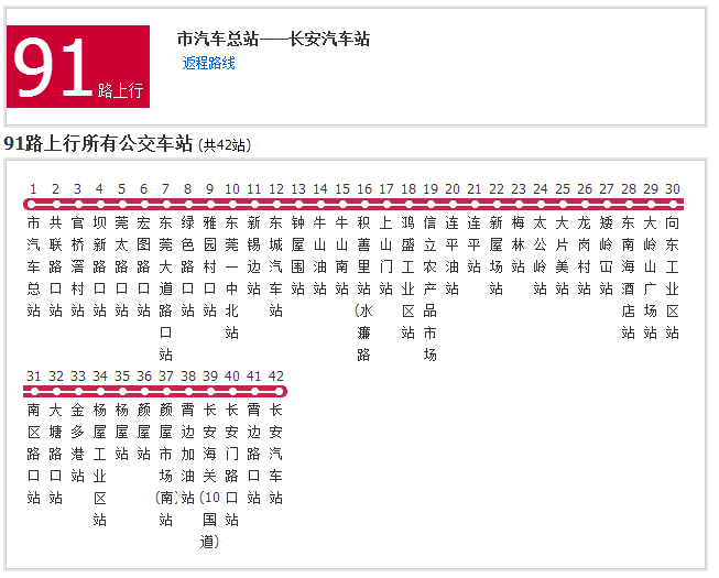 東莞公交91路 東莞公交91路