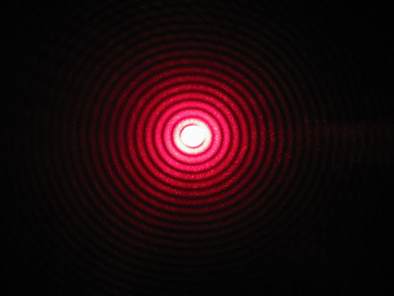 紅色雷射的圓孔衍射圖樣
