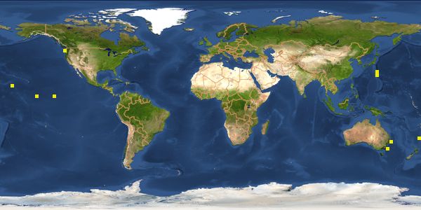 曳尾鸌世界分布圖