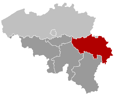 列日省在比利時的位置