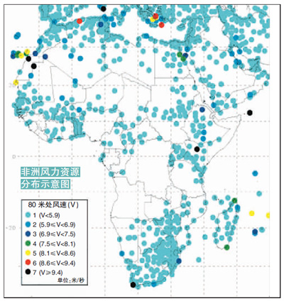 非洲風力資源分布圖