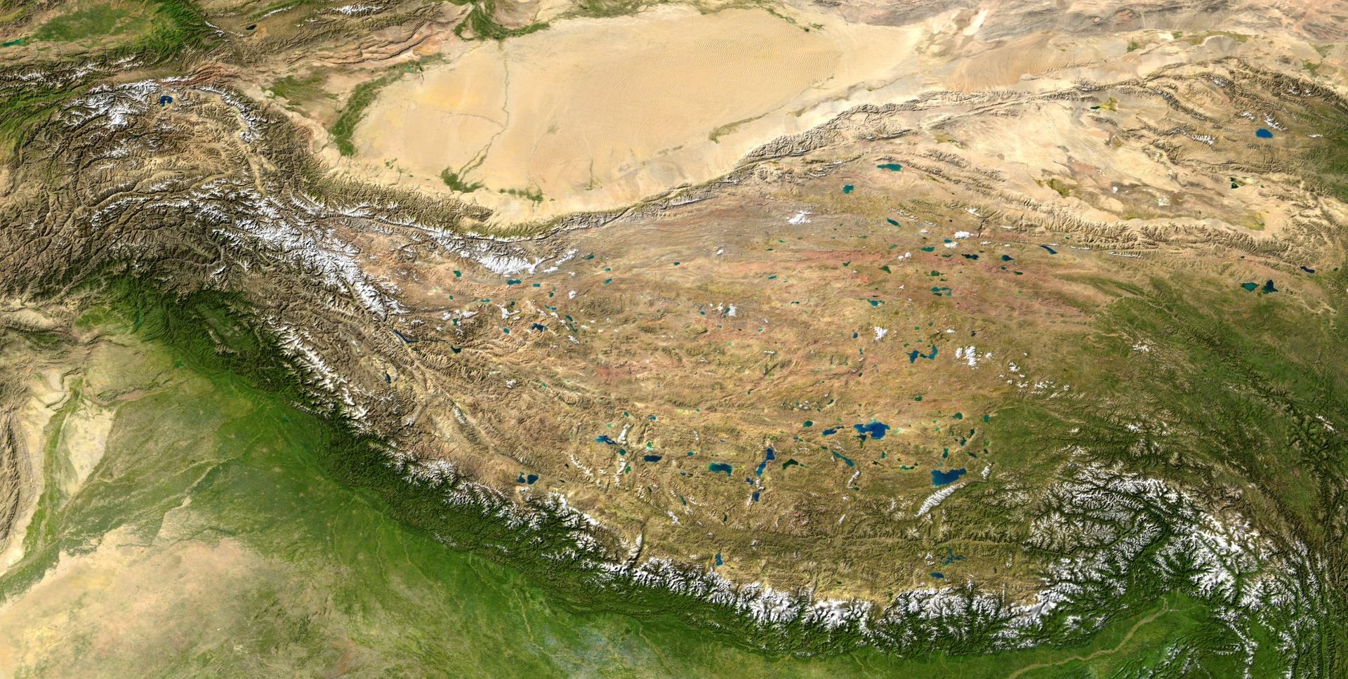 青藏高原，一個雨影的例子。