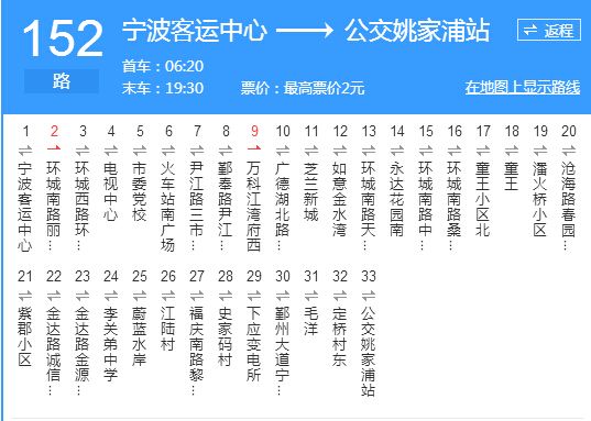 寧波公交152路 寧波公交152路