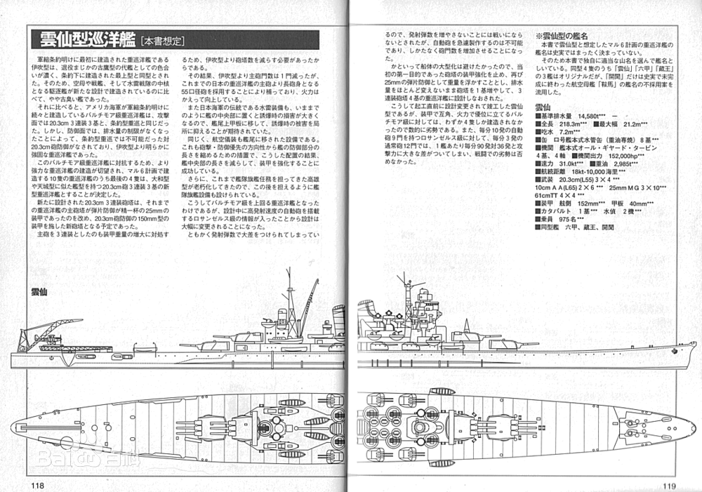 《丸》雜誌上刊載的雲仙級重巡洋艦