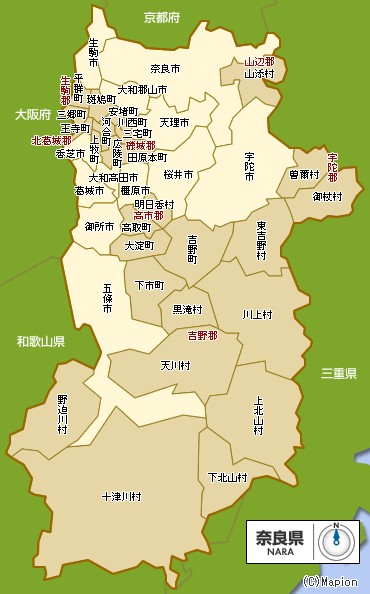 奈良縣行政區劃圖