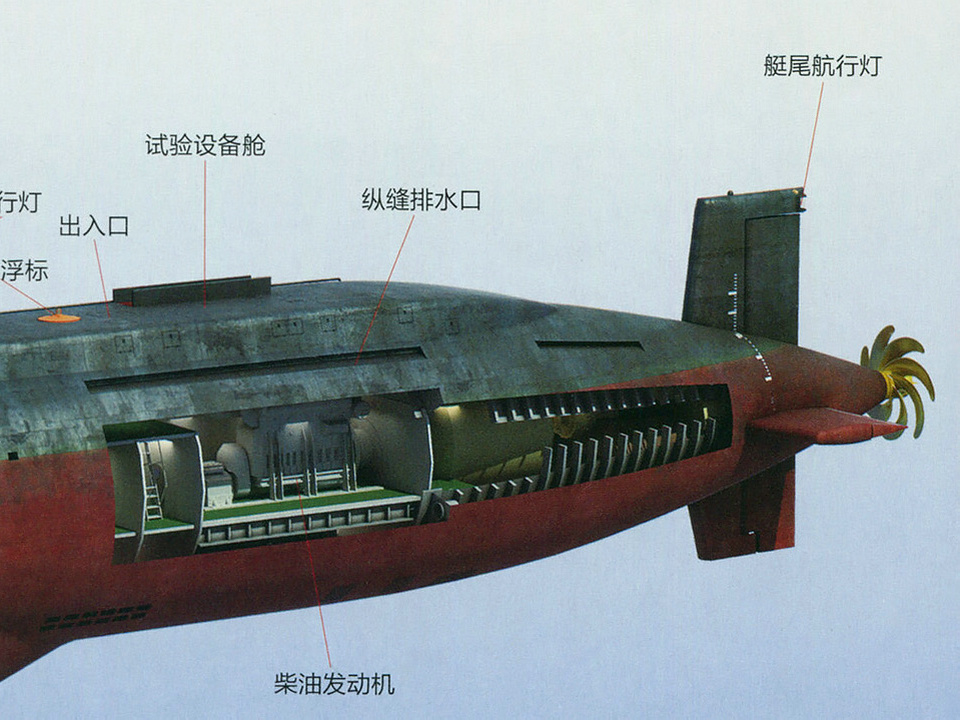 032型潛艇3D模擬圖尾段