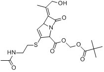 3-[（2-乙醯氨基）乙基-硫]-6-（2-羥基-1-甲基亞乙基）-7-氧代-1-氮雜二環[3.2.0]-3-庚烯-2-甲酸(2,2-二甲基-1-