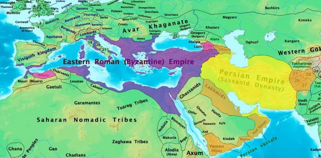 公元600年的拜占庭與薩珊波斯帝國
