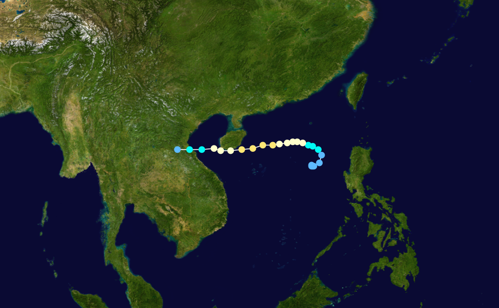 2000年第16號颱風“悟空”路徑圖