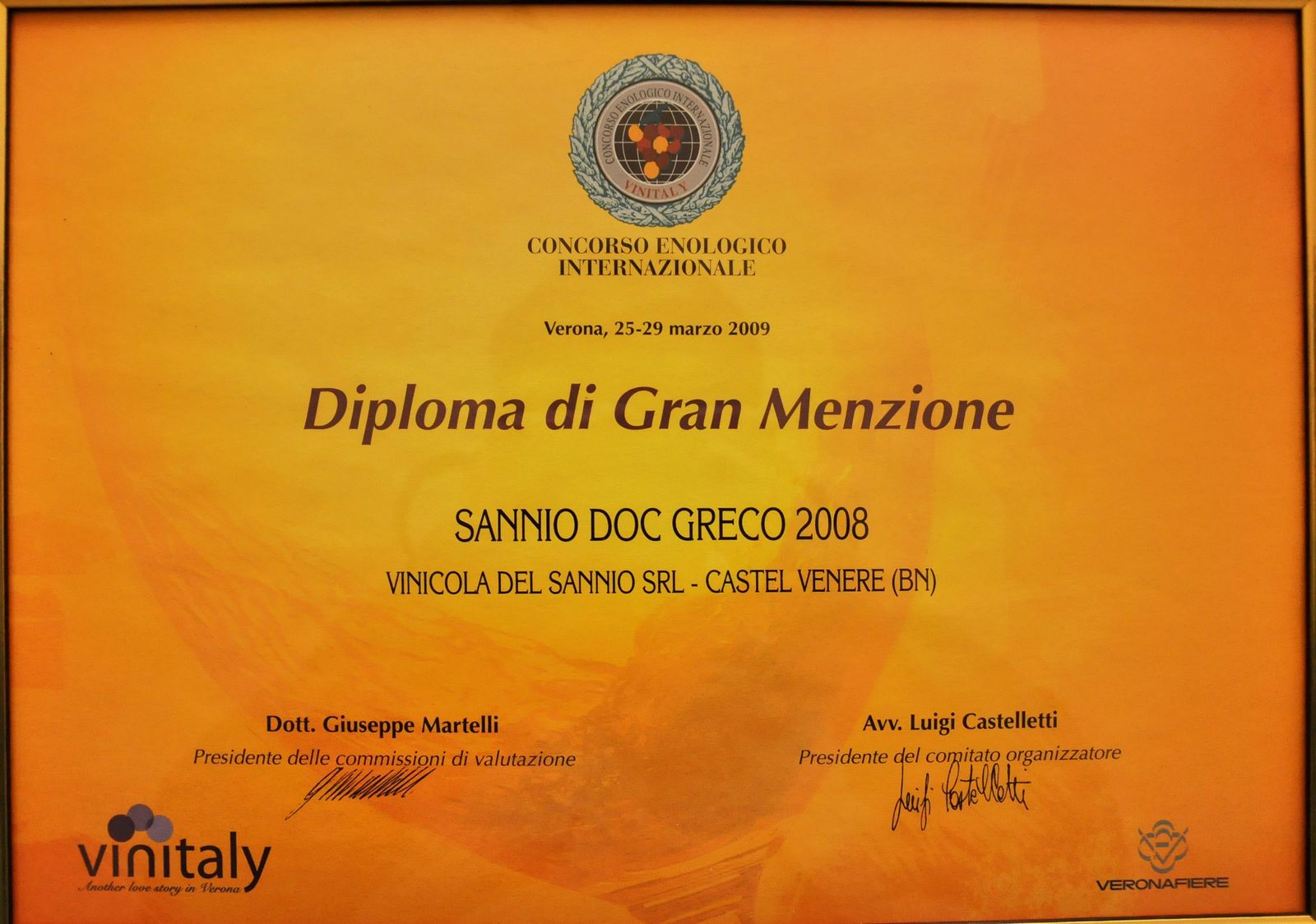 2009年義大利維羅納Vinitaly國際葡萄酒大賽