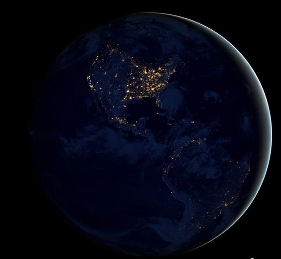 地球夜間燈光分布衛星圖