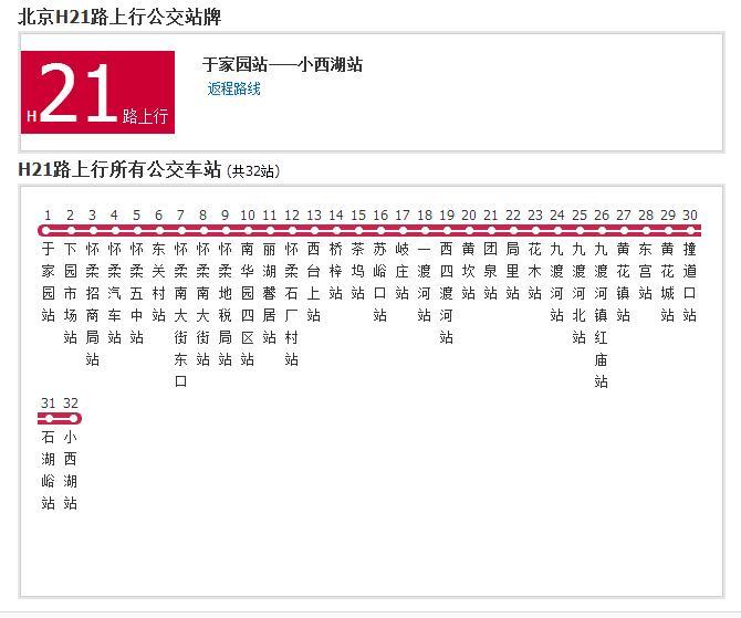 北京公交H21路 北京公交H21路
