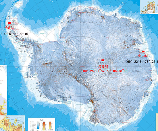 我國南極考察站位置示意圖