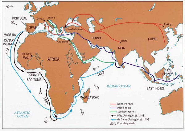 新航路(15～16世紀西歐各國通往東方的航線)