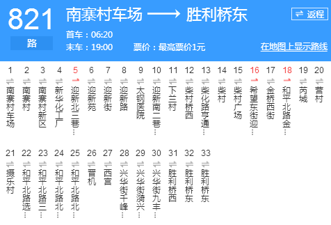 太原公交821路 太原公交821路