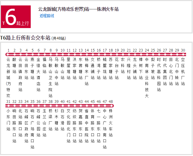 株洲公交T6路 株洲公交T6路