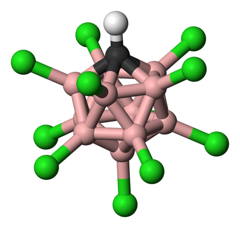 氫－白色 氯－綠色 硼－粉色 碳－黑色