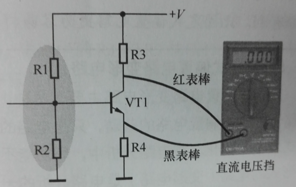 圖1-3 集電極與發射極間電壓降時接線示意圖