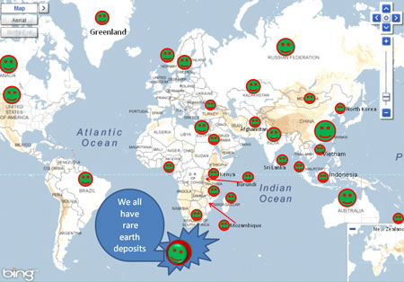 全球稀土蘊藏量示意圖（資料圖）